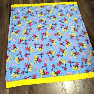 Minion Mania cotton and velvety soft blanket. Satin trim. Possibly hand made.